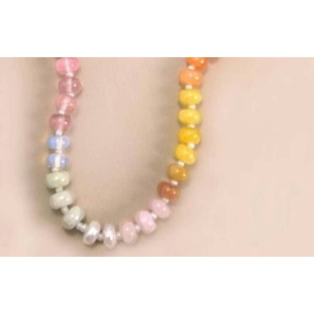 NEW JOSSLYN BY WALL TO WALL women's natural agate glass semi-precious bead neckl
